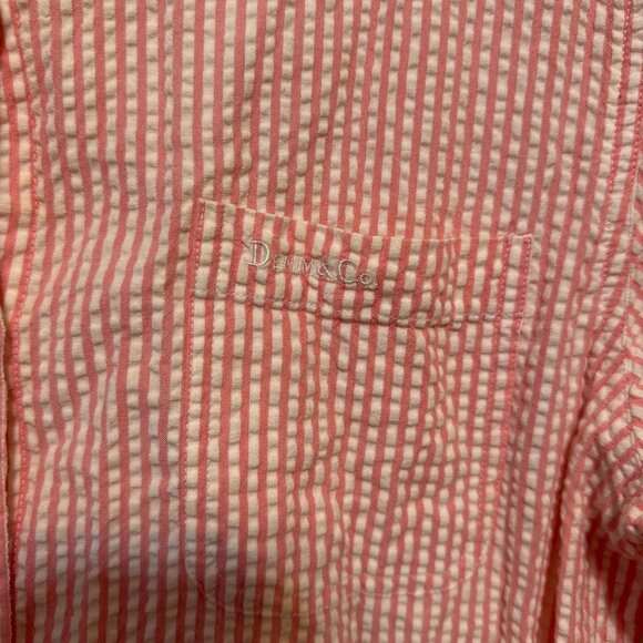 Denim & Co. Womens Pink & White Striped Button-Up Shirt Medium - Picture 3 of 5